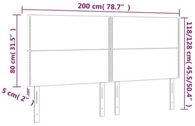 vidaXL Κεφαλάρι Κρεβατιού LED Σκούρο Μπλε 200x5x118/128 εκ. Βελούδινο