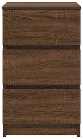 Κομοδίνα με 3 συρτάρια 2 τεμάχια καφέ δρυς 39x35x65 εκ. - Καφέ