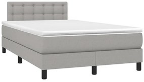 vidaXL Κρεβάτι Boxspring με Στρώμα &amp; LED Αν.Γκρι 120x200 εκ Υφασμάτινο