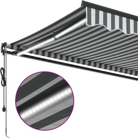 vidaXL Τέντα Πτυσσόμενη Αυτόματη με LED Ανθρακί / Λευκή 450x350 εκ.