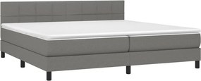 vidaXL Κρεβάτι Boxspring με Στρώμα Σκούρο Γκρι 200x200 εκ. Υφασμάτινο