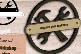 Σετ των 2 Intra απο ξύλο plywood 3mm-4mm πάχος – Πινακίδα καλωσορίσματος συνεργείου, πινακίδα επισκευής πόρτας Δίασταση 20x20 cm INTRAFABR-93995779