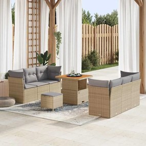 vidaXL Σετ Καναπέ Κήπου 9 pcs μπεζ και ανοιχτό γκρι 80 x 80 x 71 cm