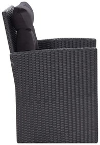 vidaXL Σαλόνι Κήπου 6 Τεμαχίων Μαύρο από Συνθετικό Ρατάν με Μαξιλάρια