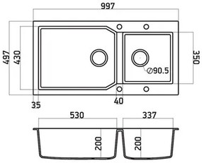Νεροχύτης Sanitec 98 2B-Sand