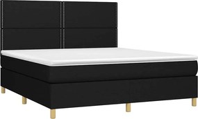 vidaXL Κρεβάτι Boxspring με Στρώμα &amp; LED Μαύρο 160x200 εκ. Υφασμάτινο