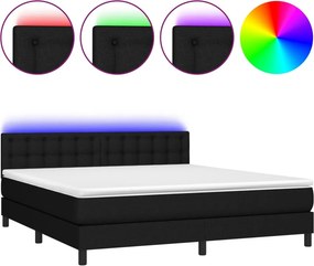 vidaXL Κρεβάτι Boxspring με Στρώμα &amp; LED Μαύρο 160x200 εκ. Υφασμάτινο