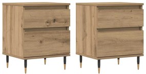 vidaXL Κομοδίνα 2 τεμ. τεχνίτης Δρυς 40 x 35 x 50 εκ. από Επεξεργ Ξύλο