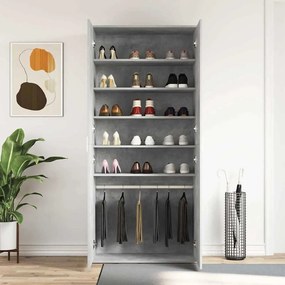 vidaXL Ντουλάπα Παπουτσιών Γκρι 80 x 39 x 180 εκ Επεξεργασμένο ξύλο