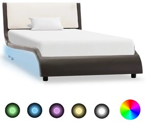 Πλαίσιο Κρεβατιού με LED Γκρι/Λευκό 90x200 εκ. Συνθετικό Δέρμα - Γκρι