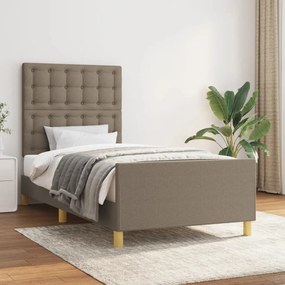 vidaXL Πλαίσιο Κρεβατιού με Κεφαλάρι Taupe 90x200 εκ. Υφασμάτινο