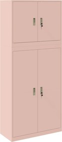 vidaXL Ντουλάπι αποθήκευσης 2 τμχ. Ροζ 90 x 40 x 210 εκ Ατσάλι