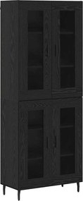 vidaXL Highboard 2 pcs Μαύρη Οξυά Σύνθετο Ξύλο και Γυαλί