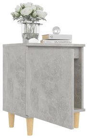 vidaXL Κομοδίνα 2 τεμ. Γκρι Σκυροδέμ. 40x30x50 εκ. Μασίφ Ξύλινα Πόδια