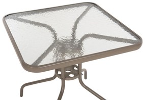 Τραπέζι FIGO Μεταλλικό Σαμπανί με Γυάλινη επιφάνεια 80x80x71Υεκ. 80x80x71 εκ.