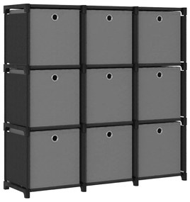vidaXL Ραφιέρα με 9 Κύβους &amp; Κουτιά Μαύρη 103x30x107,5 εκ. Υφασμάτινη