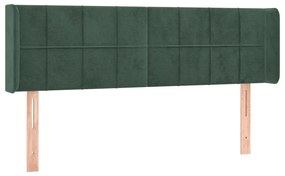 vidaXL Κεφαλάρι Κρεβατιού LED Σκούρο Πράσινο 147x16x78/88εκ. Βελούδινο