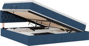 vidaXL LED Κρεβάτι αποθήκευσης με στρώμα Μπλε 180 x 200 cm Ύφασμα