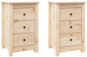 vidaXL Κομοδίνα 2 τεμ. 40 x 35 x 61,5 εκ. από Μασίφ Ξύλο Πεύκου