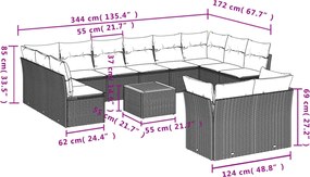 vidaXL Σετ Καναπέ Κήπου 13τεμ Μπεζ Συνθ. Ρατάν με Μαξιλάρια