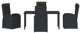 vidaXL Σέτ φαγητού για κήπο με μαξιλάρι 5 pcs Μαύρο συνθετικό ρατάν