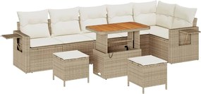 vidaXL Σετ Καναπέ Κήπου 9 pcs Μπεζ συνθετικό ρατάν