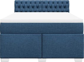 vidaXL Κρεβάτι Boxspring με Στρώμα Μπλε 140x190 εκ. Υφασμάτινο