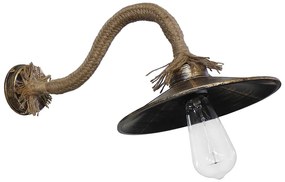 Απλίκα Φωτιστικό Τοίχου λευκό μπρονζέ Petra UT-150AP σχοινί Heronia-31-0522-Μπρονζέ 31-0522