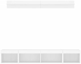 vidaXL Έπιπλα Τοίχου Τηλεόρασης 5 τεμ LED Λευκά από Επεξεργασμένο Ξύλο