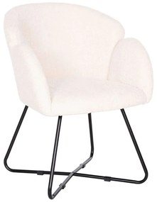 Πολυθρόνα Harnis HM9603.06 59,5x64x77cm Με Χιαστί Πόδια &amp; Μπουκλέ Ύφασμα Ecru Metal, Fabric
