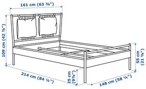 BJÖRKSNÄS σκελετός κρεβατιού, 140x200 cm 395.016.85
