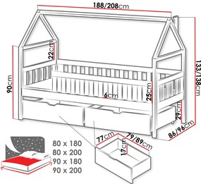 Κρεβάτι παιδικό Domi-Fusiko-80 x 200