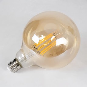 GloboStar 99044 Λάμπα LED Long Filament E27 G125 Γλόμπος 12W 1080lm 360° AC 220-240V IP20 Φ12.5 x Υ18cm Ultra Θερμό Λευκό 2200K με Μελί Γυαλί - Dimmable - 3 Years Warranty