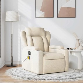 vidaXL Πολυθρόνα Μασάζ Ανακλινόμενη Κρεμ Υφασμάτινη