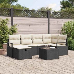 vidaXL Σετ Καναπέ Κήπου 7 pcs Μαύρο και κρεμ 232 x 122 x 85 εκ.
