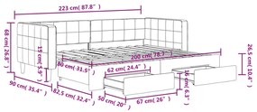 Καναπές Κρεβάτι Συρόμενος Μαύρος 80x200 εκ. Βελούδινος Συρτάρια - Μαύρο