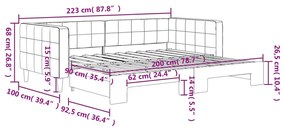 Καναπές Κρεβάτι Συρόμενος Ανοιχτό Γκρι 90 x 200 εκ. Βελούδινος - Γκρι