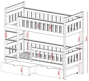 Κουκέτα  Tezo με Συρτάρια από μασίφ ξύλο Grey  90×200cm