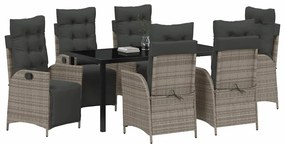 vidaXL Σέτ φαγητού για κήπο 7 pcs Γκρι Πολυ ράταν