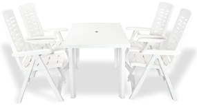 vidaXL Σετ Τραπεζαρίας Εξωτερικού Χώρου 5 Τεμαχίων Λευκό Πλαστικό