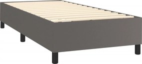 vidaXL Κρεβάτι Boxspring με Στρώμα Γκρι 100x200εκ. από Συνθετικό Δέρμα