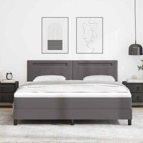 vidaXL Κρεβάτι με ελατήρια με στρώμα Γκρι 180 x 200 cm Τεχνητό δέρμα