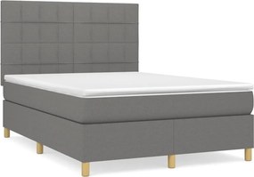 vidaXL Κρεβάτι Boxspring με Στρώμα Σκούρο Γκρι 140x190 εκ. Υφασμάτινο