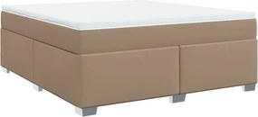 vidaXL Κρεβάτι Boxspring με Στρώμα Καπουτσίνο 180x200 εκ. Συνθ. Δέρμα