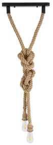 GloboStar® ROPE 01019 Vintage Industrial Κρεμαστό Φωτιστικό Οροφής Δίφωτο 2 x E27 AC220-240V IP20 - Μ38 x Π35.5 x Υ200cm - Μπεζ με 2 Μέτρα Σχοινί Τριχιά - 5 Χρόνια Εγγυηση