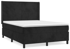VidaXL Κρεβάτι Boxspring με Στρώμα Μαύρο 140x200 εκ. Βελούδινο
