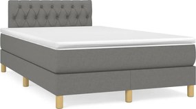 vidaXL Κρεβάτι Boxspring με Στρώμα Σκούρο Γκρι 120x200 εκ. Υφασμάτινο