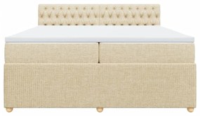 Κρεβάτι Boxspring με Στρώμα Κρεμ 200x200 εκ. Υφασμάτινο - Κρεμ