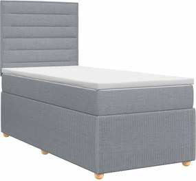 vidaXL Κρεβάτι box spring με στρώμα Ανοιχτό γκρι 100 x 200 cm Ύφασμα
