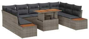 vidaXL Σετ Καναπέ Κήπου με αποθήκευση 10 pcs Γκρι Πολυ ράταν